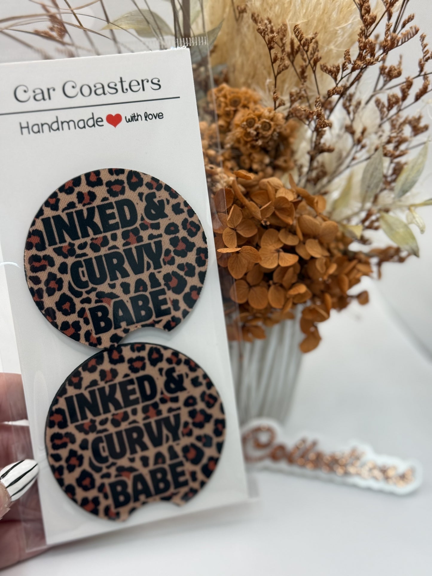 Inked and curvy Car Coasters