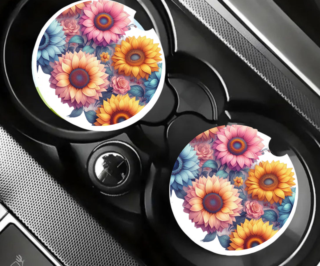 Car Coasters/ sunflowers