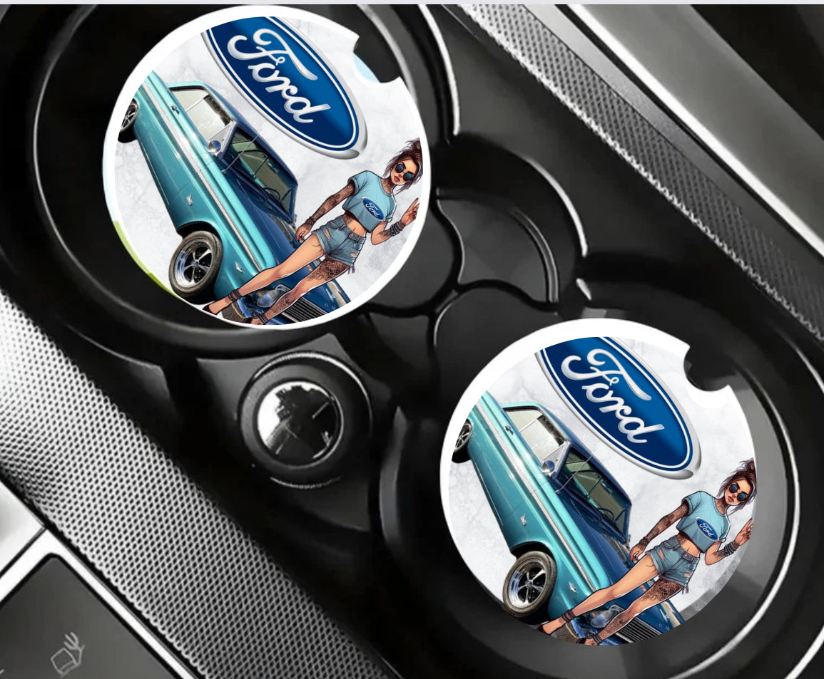 Blue Car Car Coaster Set