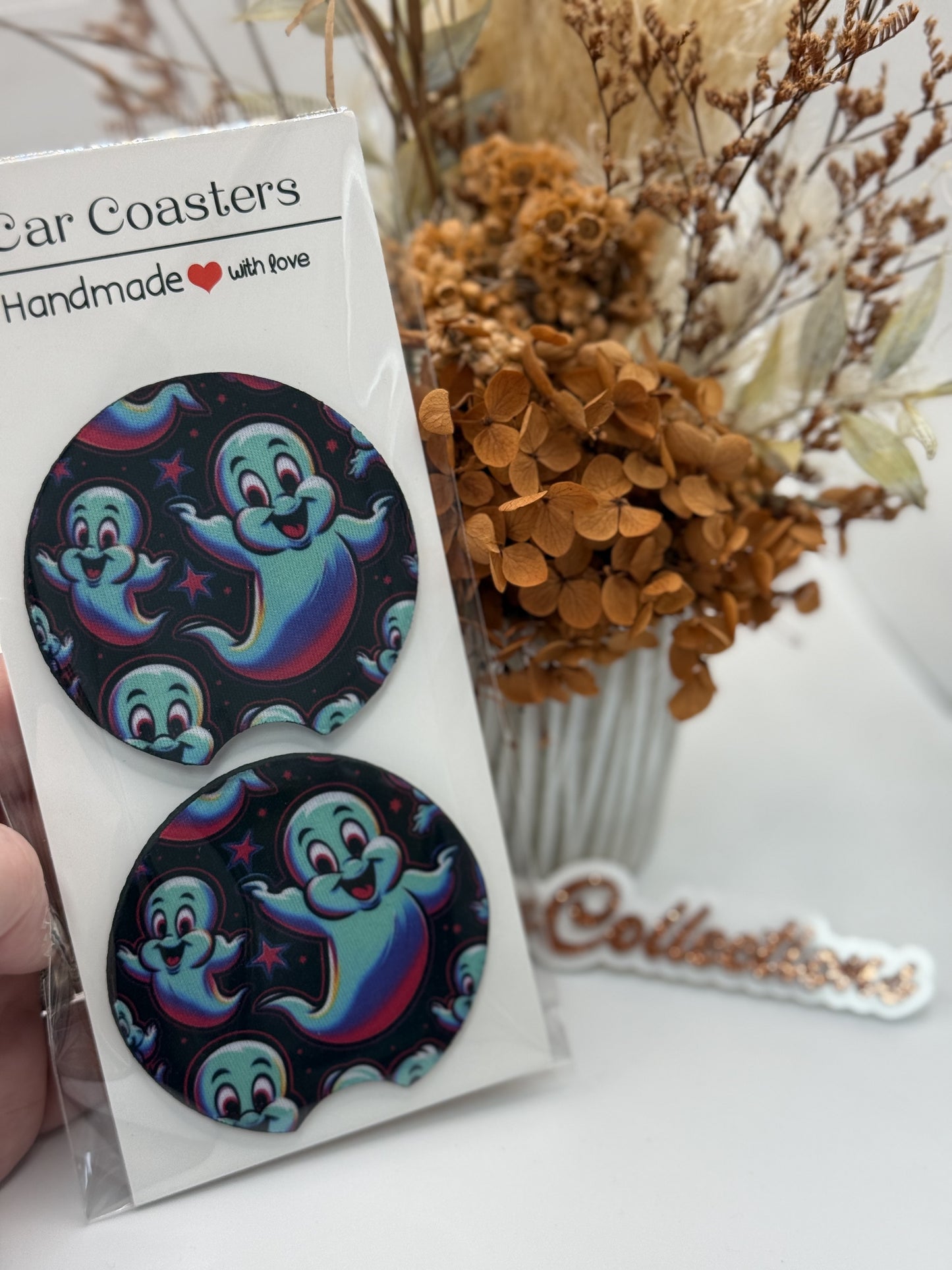 Friendly Ghost Car Coasters