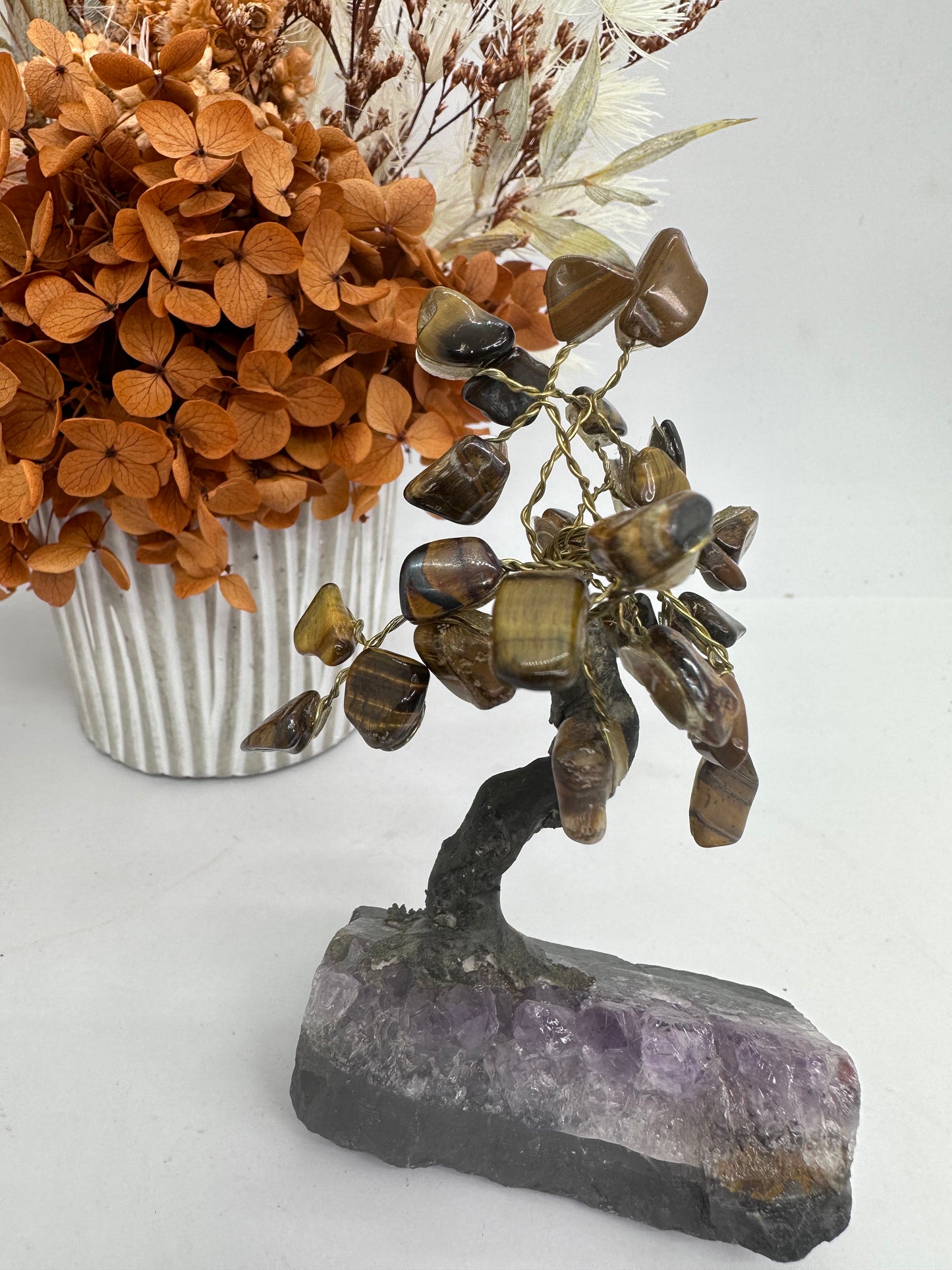 Tigers Eye Tree on Brazilian Amethyst Cluster