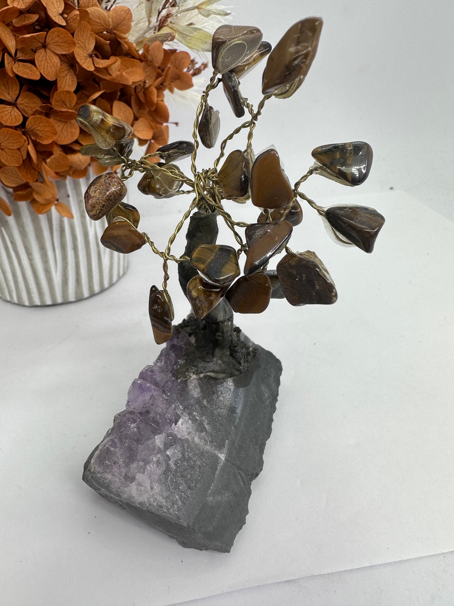 Tigers Eye Tree on Brazilian Amethyst Cluster