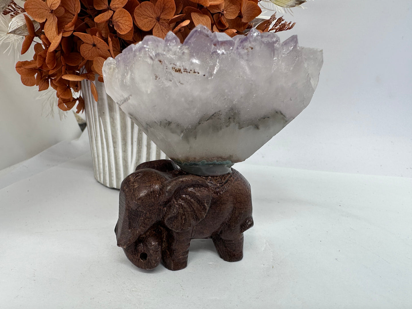 Amethyst Cluster Timber Elephant