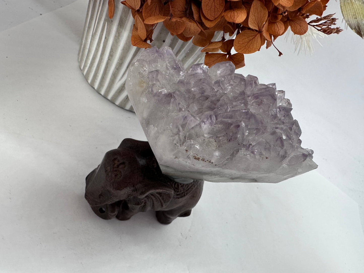 Amethyst Cluster Timber Elephant