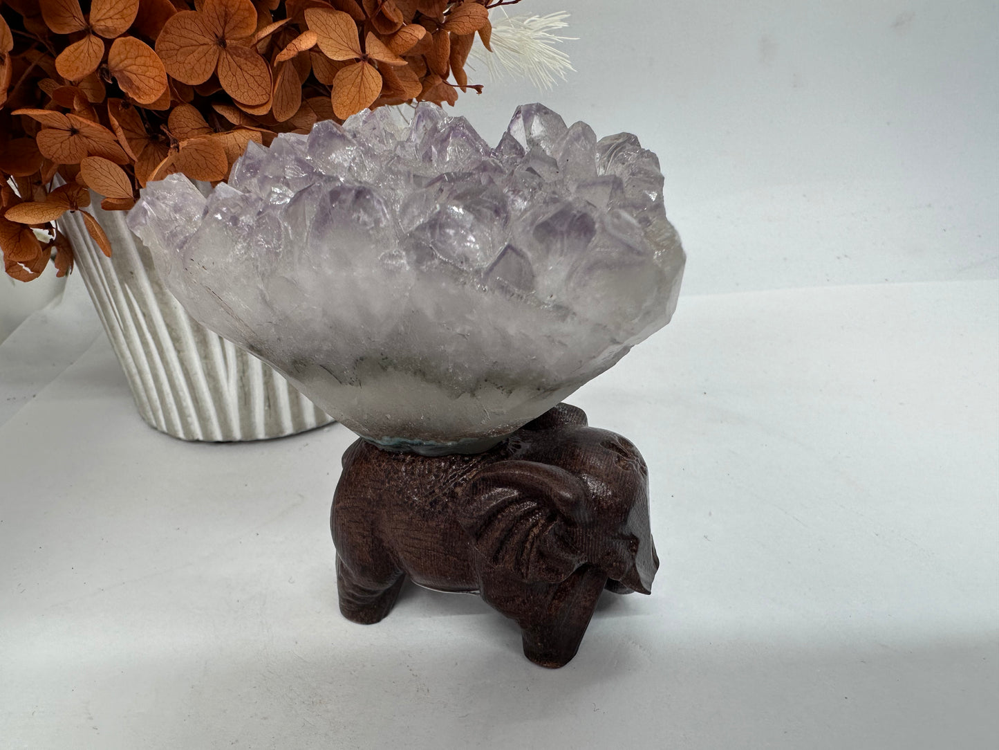 Amethyst Cluster Timber Elephant