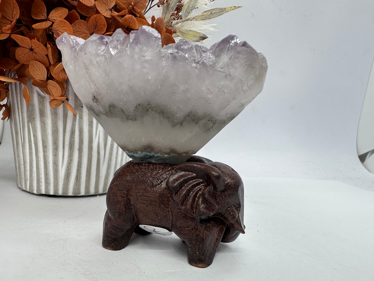 Amethyst Cluster Timber Elephant