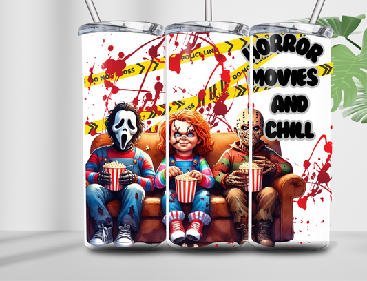 Horror movie and chill 20oz Double Wall Tumbler