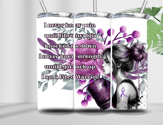 Fibromyalgia Warrior Babe 20 oz Double Wall Tumbler